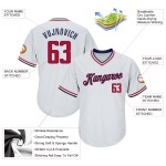Maillot de baseball blanc, rouge et bleu marine, côtelé, authentique, rétro, personnalisé Maillot de baseball blanc, rouge et bleu marine, côtelé, authentique, rétro, personnalisé
