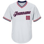Maillot de baseball blanc, rouge et bleu marine, côtelé, authentique, rétro, personnalisé Maillot de baseball blanc, rouge et bleu marine, côtelé, authentique, rétro, personnalisé