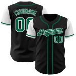 Maillot de baseball Kelly authentique noir, vert et blanc, personnalisé, bicolore Maillot de baseball Kelly authentique noir, vert et blanc, personnalisé, bicolore