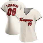 Maillot de baseball rouge-noir personnalisé crème authentique Maillot de baseball rouge-noir personnalisé crème authentique