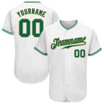 Maillot de baseball personnalisé Green-Old Kelly blanc doré authentique Maillot de baseball personnalisé Green-Old Kelly blanc doré authentique