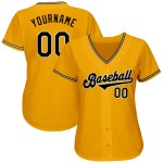 Maillot de baseball personnalisé authentique noir et blanc doré Maillot de baseball personnalisé authentique noir et blanc doré