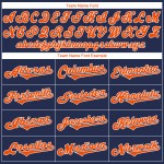 Maillot de baseball authentique, personnalisé, bleu marine, côtelé, rétro, orange et blanc Maillot de baseball authentique, personnalisé, bleu marine, côtelé, rétro, orange et blanc