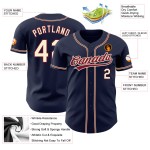 Maillot de baseball personnalisé authentique bleu marine City crème-cramoisi Maillot de baseball personnalisé authentique bleu marine City crème-cramoisi