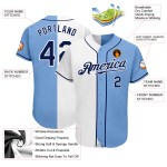 Maillot de baseball authentique bleu fendu personnalisé bleu marine-blanc léger mode Maillot de baseball authentique bleu fendu personnalisé bleu marine-blanc léger mode