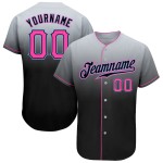 Maillot de baseball personnalisé authentique rose-noir tendance gris délavé Maillot de baseball personnalisé authentique rose-noir tendance gris délavé