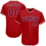 Maillot de baseball personnalisé authentique rouge et bleu marine Maillot de baseball personnalisé authentique rouge et bleu marine