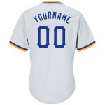 Maillot de baseball authentique et personnalisé, blanc, royal et doré, en jersey côtelé Maillot de baseball authentique et personnalisé, blanc, royal et doré, en jersey côtelé