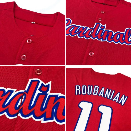 Maillot de baseball personnalisé authentique rouge et bleu marine Maillot de baseball personnalisé authentique rouge et bleu marine