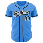 Maillot de baseball électrique personnalisé noir-blanc bleu authentique Maillot de baseball électrique personnalisé noir-blanc bleu authentique