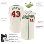 Maillot de baseball authentique vert, rouge et crème Kelly, sans manches Maillot de baseball authentique vert, rouge et crème Kelly, sans manches