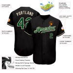 Maillot de baseball personnalisé noir authentique vert-crème Maillot de baseball personnalisé noir authentique vert-crème