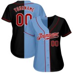 Maillot de baseball bleu fendu noir personnalisé rouge-lumière authentique à la mode Maillot de baseball bleu fendu noir personnalisé rouge-lumière authentique à la mode