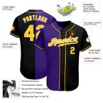 Maillot de baseball personnalisé noir, authentique et tendance, couleur or et violet Maillot de baseball personnalisé noir, authentique et tendance, couleur or et violet
