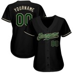 Maillot de baseball personnalisé noir authentique vert-crème Maillot de baseball personnalisé noir authentique vert-crème