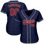 Maillot de baseball bleu marine personnalisé rouge et blanc authentique Maillot de baseball bleu marine personnalisé rouge et blanc authentique