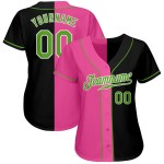 Maillot de baseball personnalisé vert-rose noir à la mode, authentique et fluo Maillot de baseball personnalisé vert-rose noir à la mode, authentique et fluo