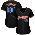 Maillot de baseball personnalisé Royal-Orange Noir Authentique Maillot de baseball personnalisé Royal-Orange Noir Authentique