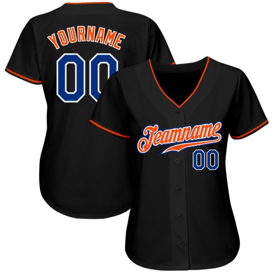 Maillot de baseball personnalisé Royal-Orange Noir Authentique Maillot de baseball personnalisé Royal-Orange Noir Authentique