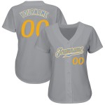 Maillot de baseball personnalisé gris bleu clair et doré Maillot de baseball personnalisé gris bleu clair et doré