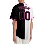 Maillot de baseball personnalisé noir et rose, authentique et tendance, blanc fendu Maillot de baseball personnalisé noir et rose, authentique et tendance, blanc fendu