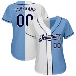 Maillot de baseball authentique bleu fendu personnalisé bleu marine-blanc léger mode Maillot de baseball authentique bleu fendu personnalisé bleu marine-blanc léger mode