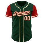 Maillot de baseball authentique personnalisé crème-rouge ton deux verts Maillot de baseball authentique personnalisé crème-rouge ton deux verts
