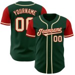 Maillot de baseball authentique personnalisé crème-rouge ton deux verts Maillot de baseball authentique personnalisé crème-rouge ton deux verts