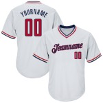 Maillot de baseball blanc, rouge et bleu marine, côtelé, authentique, rétro, personnalisé Maillot de baseball blanc, rouge et bleu marine, côtelé, authentique, rétro, personnalisé