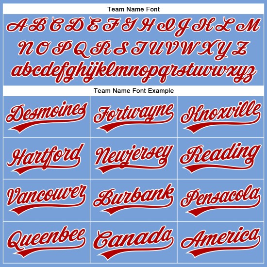 Maillot de baseball personnalisé authentique rouge-blanc bleu poudre Maillot de baseball personnalisé authentique rouge-blanc bleu poudre