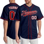 Maillot de baseball authentique personnalisé rouge-blanc bleu marine Maillot de baseball authentique personnalisé rouge-blanc bleu marine