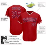 Maillot de baseball personnalisé authentique rouge et bleu marine Maillot de baseball personnalisé authentique rouge et bleu marine