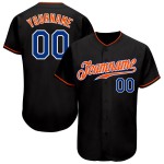 Maillot de baseball personnalisé Royal-Orange Noir Authentique Maillot de baseball personnalisé Royal-Orange Noir Authentique
