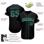 Maillot de baseball personnalisé Drift doré, noir sarcelle, authentique Maillot de baseball personnalisé Drift doré, noir sarcelle, authentique
