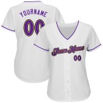Maillot de baseball doré authentique, blanc, personnalisé, violet, ancien Maillot de baseball doré authentique, blanc, personnalisé, violet, ancien