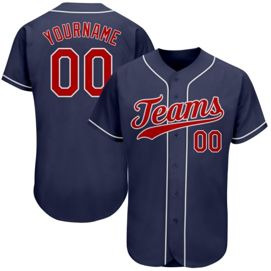 Maillot de baseball bleu marine personnalisé rouge et blanc authentique Maillot de baseball bleu marine personnalisé rouge et blanc authentique
