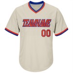 Maillot de baseball authentique en jersey côtelé orange-royal personnalisé crème rétro Maillot de baseball authentique en jersey côtelé orange-royal personnalisé crème rétro