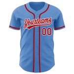 Maillot de baseball personnalisé authentique rouge-blanc bleu poudre Maillot de baseball personnalisé authentique rouge-blanc bleu poudre