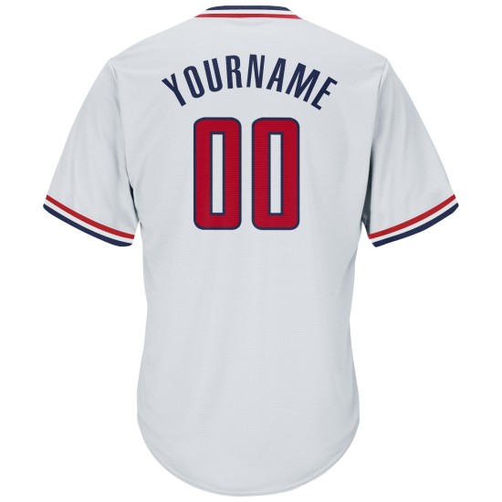 Maillot de baseball blanc, rouge et bleu marine, côtelé, authentique, rétro, personnalisé Maillot de baseball blanc, rouge et bleu marine, côtelé, authentique, rétro, personnalisé