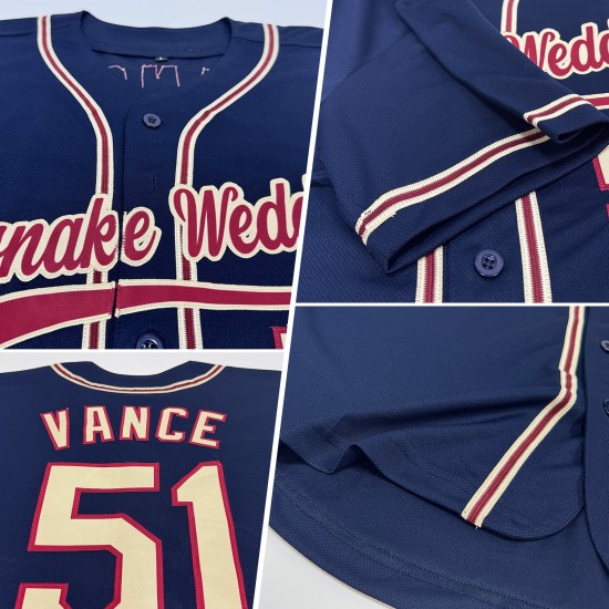 Maillot de baseball personnalisé authentique bleu marine City crème-cramoisi Maillot de baseball personnalisé authentique bleu marine City crème-cramoisi