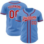 Maillot de baseball personnalisé authentique rouge-blanc bleu poudre Maillot de baseball personnalisé authentique rouge-blanc bleu poudre