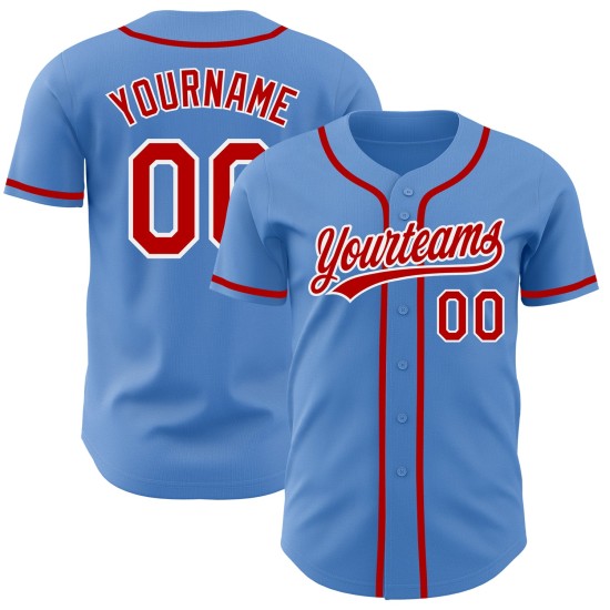 Maillot de baseball personnalisé authentique rouge-blanc bleu poudre Maillot de baseball personnalisé authentique rouge-blanc bleu poudre