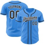 Maillot de baseball électrique personnalisé noir-blanc bleu authentique Maillot de baseball électrique personnalisé noir-blanc bleu authentique