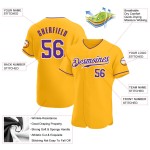 Maillot de baseball violet-blanc doré personnalisé authentique Maillot de baseball violet-blanc doré personnalisé authentique