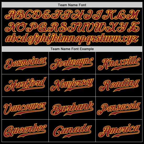 Maillot de baseball authentique Crimson-Gold noir personnalisé Maillot de baseball authentique Crimson-Gold noir personnalisé
