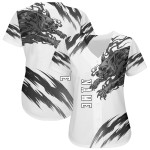 Maillot de baseball personnalisé authentique Wolf blanc-noir 3D blanc Maillot de baseball personnalisé authentique Wolf blanc-noir 3D blanc