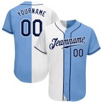 Maillot de baseball authentique bleu fendu personnalisé bleu marine-blanc léger mode Maillot de baseball authentique bleu fendu personnalisé bleu marine-blanc léger mode