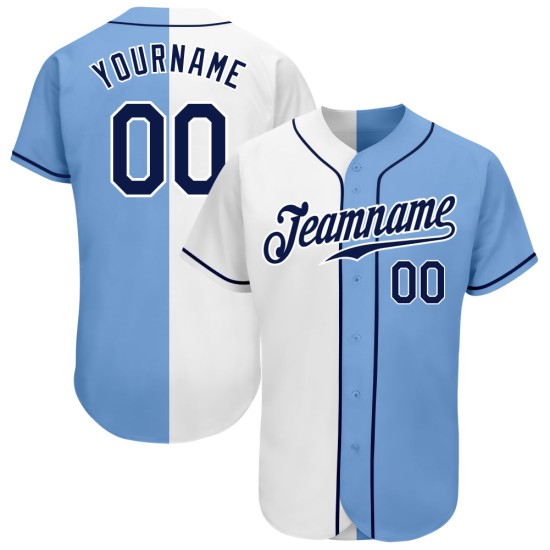 Maillot de baseball authentique bleu fendu personnalisé bleu marine-blanc léger mode Maillot de baseball authentique bleu fendu personnalisé bleu marine-blanc léger mode