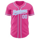 Maillot de baseball rose authentique bleu-blanc personnalisé Maillot de baseball rose authentique bleu-blanc personnalisé
