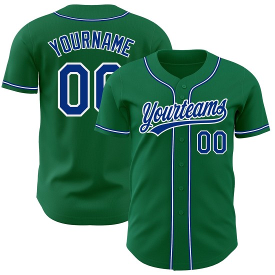 Maillot de baseball authentique Royal-White Green Kelly personnalisé Maillot de baseball authentique Royal-White Green Kelly personnalisé